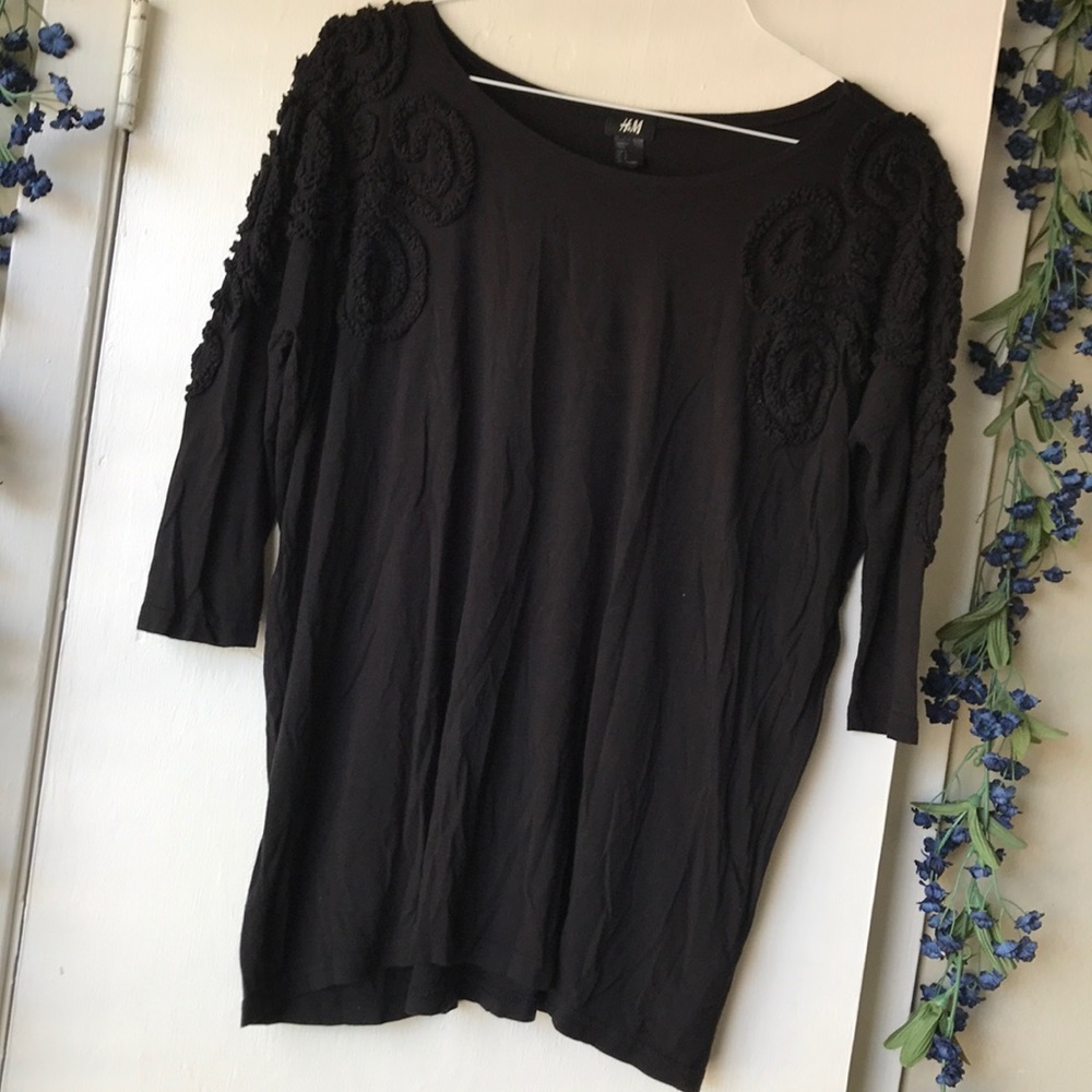 H&M black long shirt with pretty shoulder detail